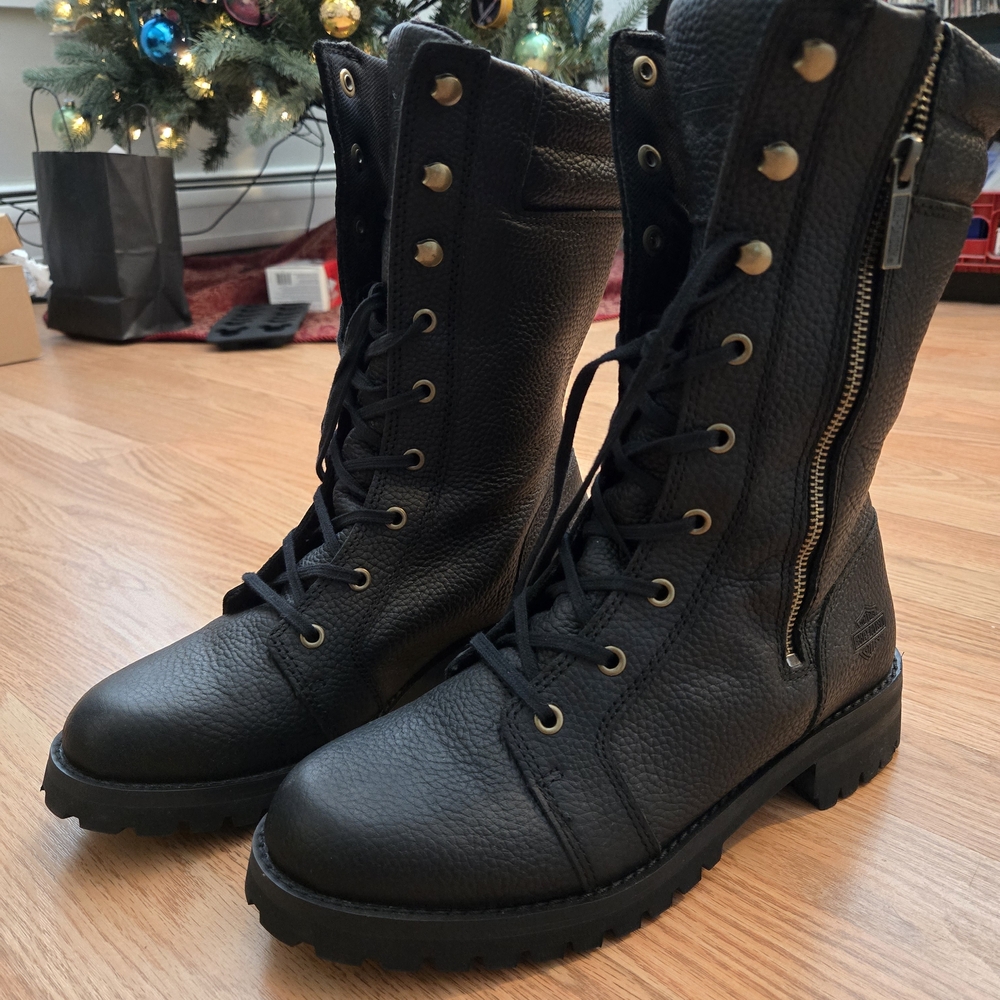 Harley-Davidson Women's Nolana 9-Inch Lace Up Motorcycle Lug Boots 9.5 Like New - Picture 2 of 6